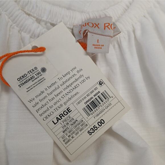 Knox Rose Women's SZ L White Tiered Dress With Shoulder Embroidery NWT - Picture 8 of 9